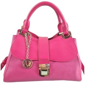 Charles Jourdan Paris Caviar Leather Satchel Top Handle Pink